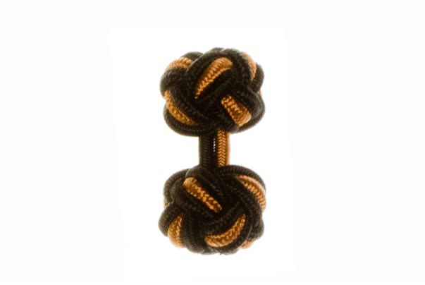Black & Whiskey Brown Cuffknots Knot Cufflinks - by Elizabeth Parker England