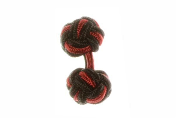 Black & Burgundy Red Cuffknots Knot Cufflinks - by Elizabeth Parker England