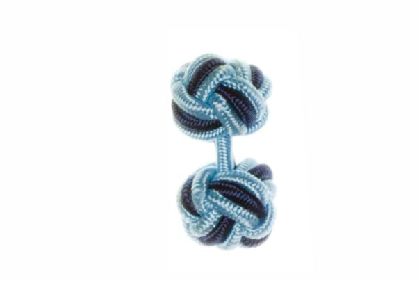 Sky Blue & Navy Blue Cuffknots Knot Cufflinks - by Elizabeth Parker England