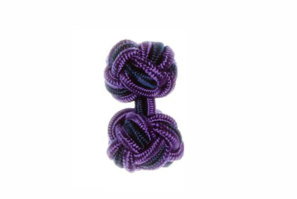 Purple & Navy Blue Cuffknots Knot Cufflinks - by Elizabeth Parker England