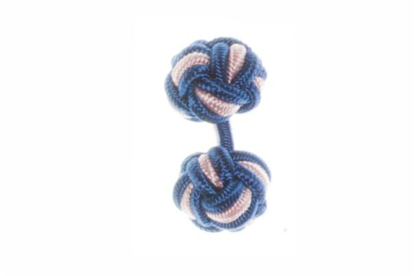 Royal Blue & Pink Cuffknots Knot Cufflinks - by Elizabeth Parker England