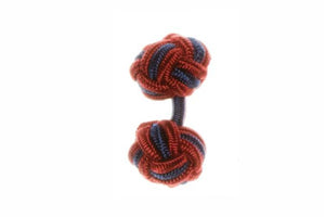 Burgundy Red & Navy Blue Cuffknots Knot Cufflinks - by Elizabeth Parker England
