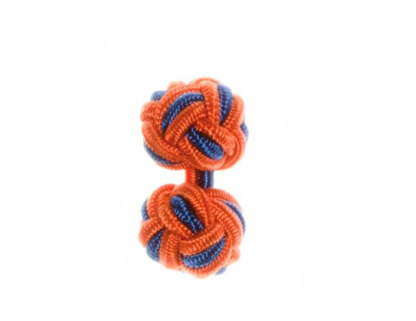 Orange & Royal Blue Cuffknots Knot Cufflinks - by Elizabeth Parker England