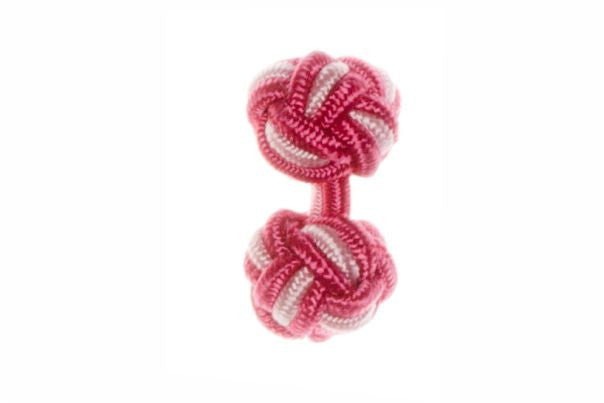 Fuchsia Pink & Pink Cuffknots Knot Cufflinks - by Elizabeth Parker England