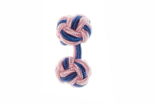 Pink & Royal Blue Cuffknots Knot Cufflinks - by Elizabeth Parker England