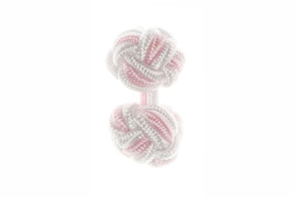 White & Pink Cuffknots Knot Cufflinks - by Elizabeth Parker England