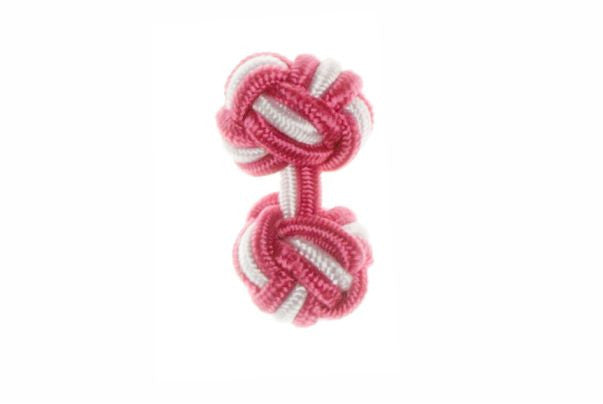 Fuchsia Pink & White Cuffknots Knot Cufflinks - by Elizabeth Parker England