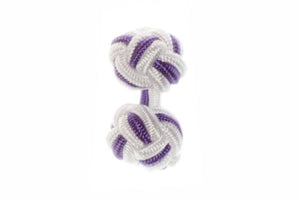 White & Purple Cuffknots Knot Cufflinks - by Elizabeth Parker England