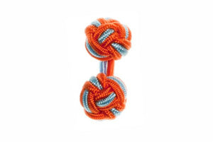 Orange & Sky Blue Cuffknots Knot Cufflinks - by Elizabeth Parker England