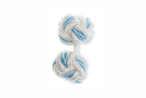 White & Sky Blue Cuffknots Knot Cufflinks - by Elizabeth Parker England