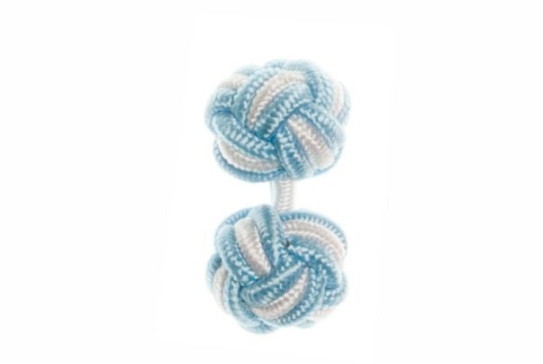 Sky Blue & White Cuffknots Knot Cufflinks - by Elizabeth Parker England
