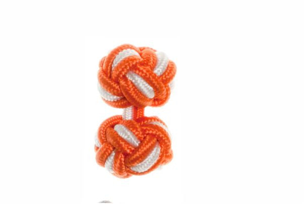 Orange & White Cuffknots Knot Cufflinks - by Elizabeth Parker England