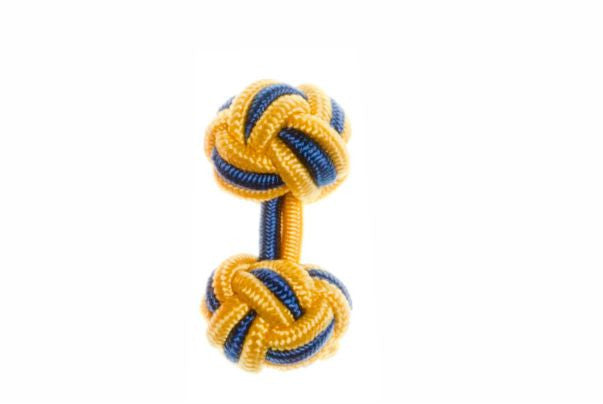 Buttercup Yellow & Royal Blue Cuffknots Knot Cufflinks - by Elizabeth Parker England