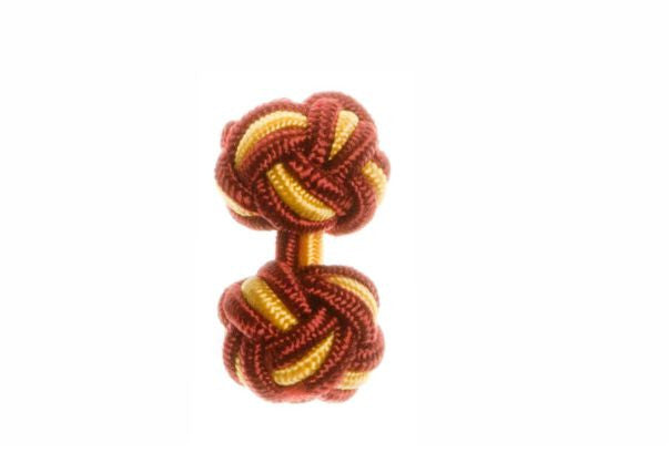 Burgundy Red & Buttercup Yellow Cuffknots Knot Cufflinks - by Elizabeth Parker England