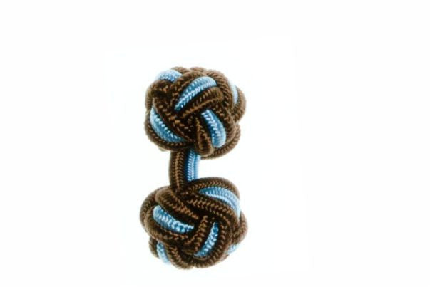 Mocha Brown & Sky Blue Cuffknots Knot Cufflinks - by Elizabeth Parker England