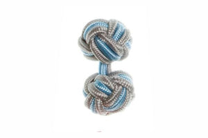 Grey & Sky Blue Cuffknots Knot Cufflinks - by Elizabeth Parker England