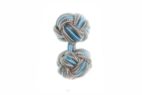 Grey & Sky Blue Cuffknots Knot Cufflinks - by Elizabeth Parker England