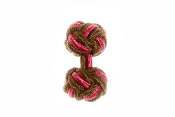 Mocha Brown & Fuchsia Pink Cuffknots Knot Cufflinks - by Elizabeth Parker England