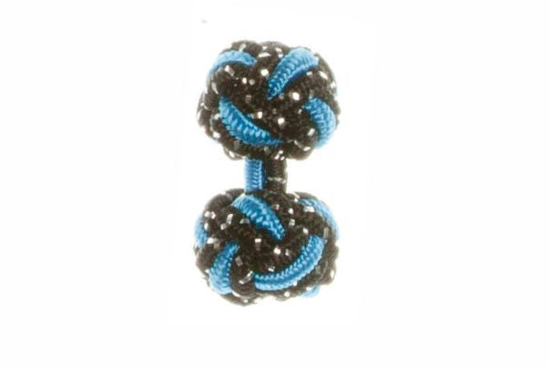 Black Sparkle & Electric Blue Cuffknots Knot Cufflinks - by Elizabeth Parker England