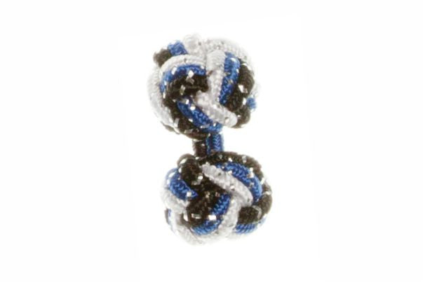 Black, White & Royal Blue Sparkle Cuffknots Knot Cufflinks - by Elizabeth Parker England