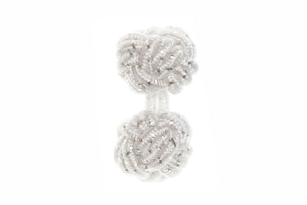 White, Black, Sparkle Cuffknots Silk Knot Cufflinks - by Elizabeth Parker England