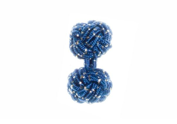 Blue, White, Sparkle Cuffknots Silk Knot Cufflinks - by Elizabeth Parker England