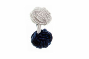 Navy Blue & White Different Colour Ends Cuffknots Knot Cufflinks - by Elizabeth Parker England