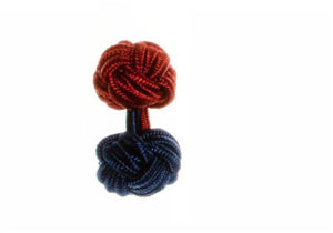 Navy Blue & Burgundy Red Different Colour Ends Cuffknots Knot Cufflinks - by Elizabeth Parker England