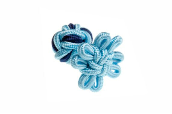 Sky Blue & Navy Blue Flower Shaped Cuffknots Knot Cufflinks - by Elizabeth Parker England