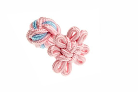 Pink & Sky Blue Flower Shaped Cuffknots Knot Cufflinks - by Elizabeth Parker England