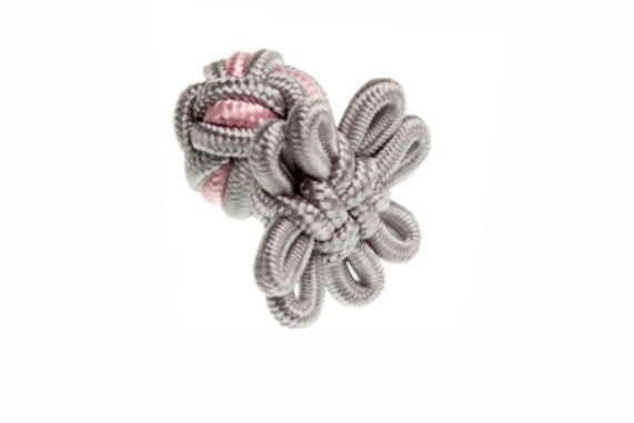 Grey & Pink Flower Shaped Cuffknots Knot Cufflinks - by Elizabeth Parker England