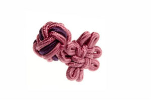 Candy Pink & Aubergine Purple Flower Shaped Cuffknots Knot Cufflinks - by Elizabeth Parker England