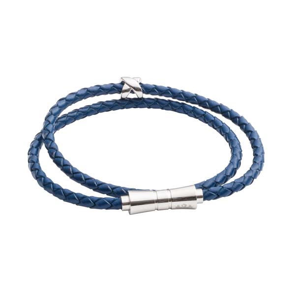 Criss Cross Blue Leather Stacking Bracelet by Elizabeth Parker