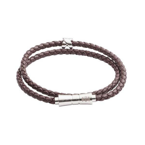 Criss Cross Brown Leather Stacking Bracelet by Elizabeth Parker