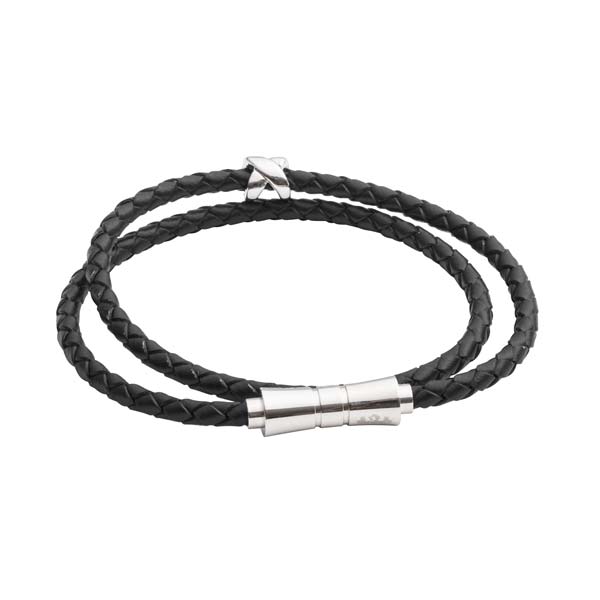 Criss Cross Black Leather Stacking Bracelet by Elizabeth Parker