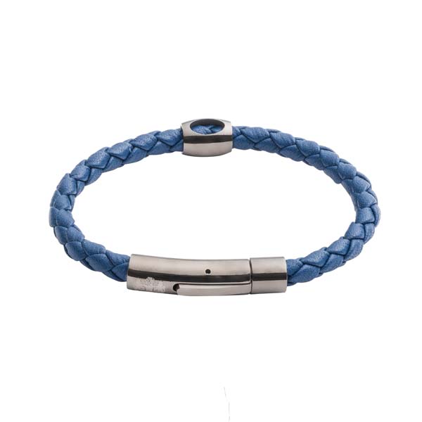 Hollow bead leather bracelet navy blue by Elizabeth Parker