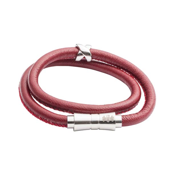 Double Wrap Red Leather Bracelet by Elizabeth Parker