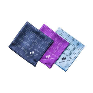 Check Grid Silk Pocket Square by Elizabeth Parker 