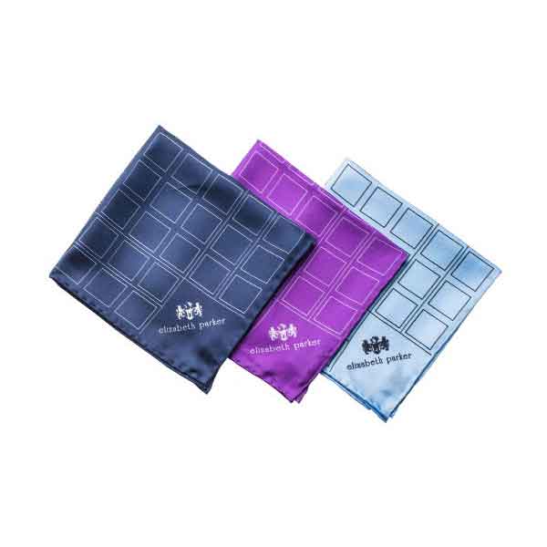 Check Grid Silk Pocket Square by Elizabeth Parker