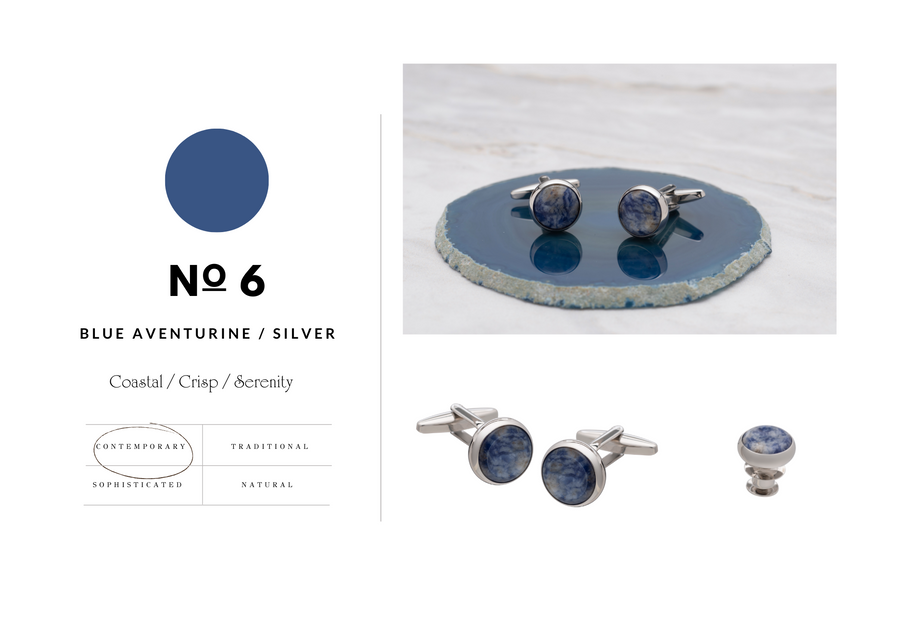 Signature Collection No6 Blue Aventurine & Silver Lapel Pin