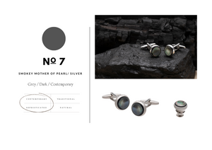 Signature Collection No7 Smokey Mother Of Pearl & Silver Cufflinks