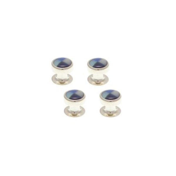 4 Round Blue Mix Dress Studs Set by Elizabeth Parker