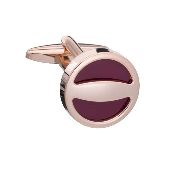 The Label Burgundy Rose Gold Cufflinks