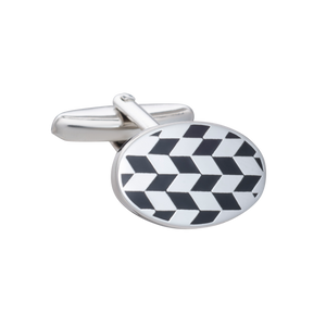 Chequerboard Oval Cufflinks