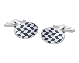 Chequerboard Oval Cufflinks