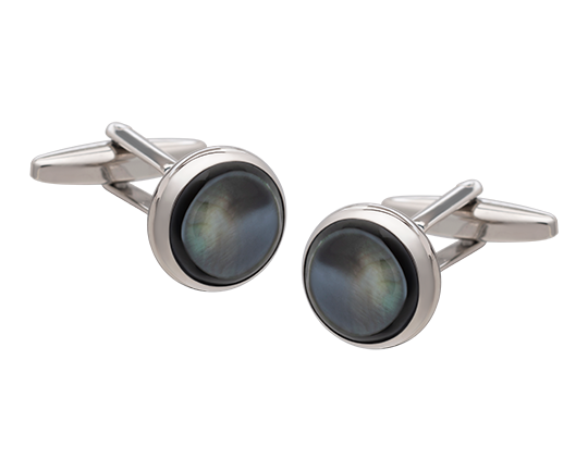 Signature Collection No7 Smokey Mother Of Pearl & Silver Cufflinks