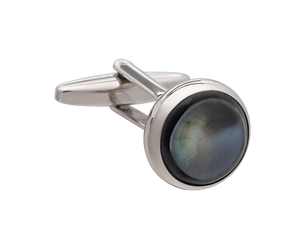 Signature Collection No7 Smokey Mother Of Pearl & Silver Cufflinks