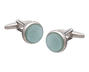Signature Collection No4 Green Aventurine & Silver Cufflink and Lapel Pin Set