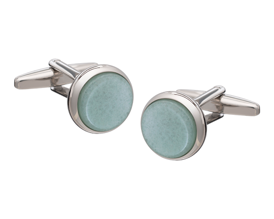 Signature Collection No4 Green Aventurine & Silver Cufflink and Lapel Pin Set
