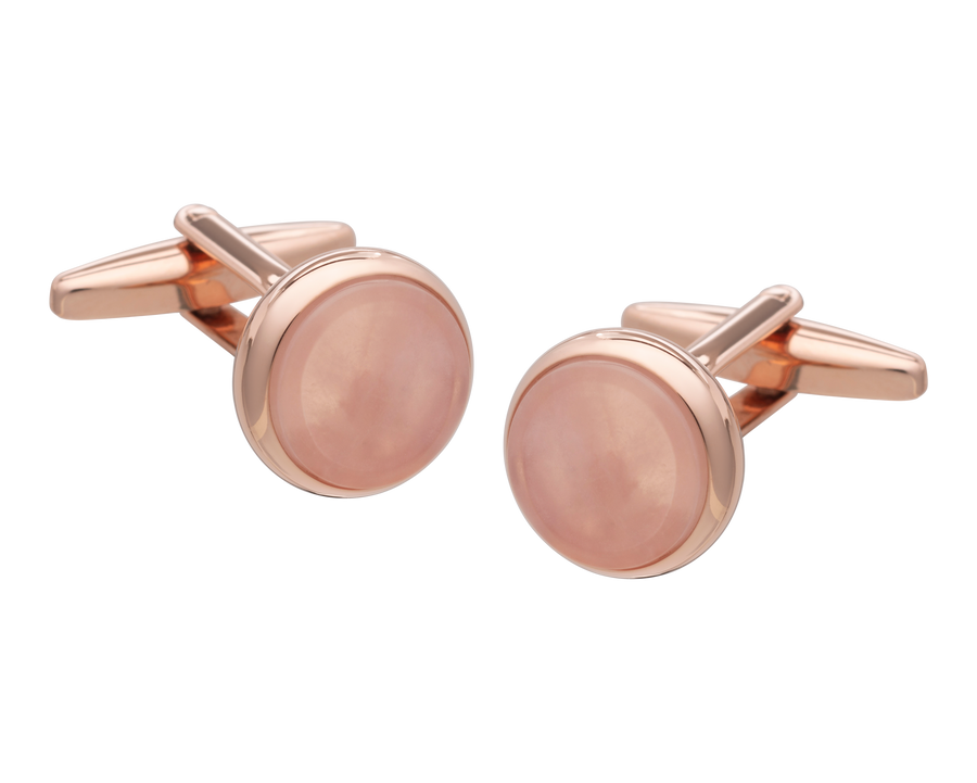 Signature Collection No5 Rose Quartz Cufflink and Lapel Pin Set